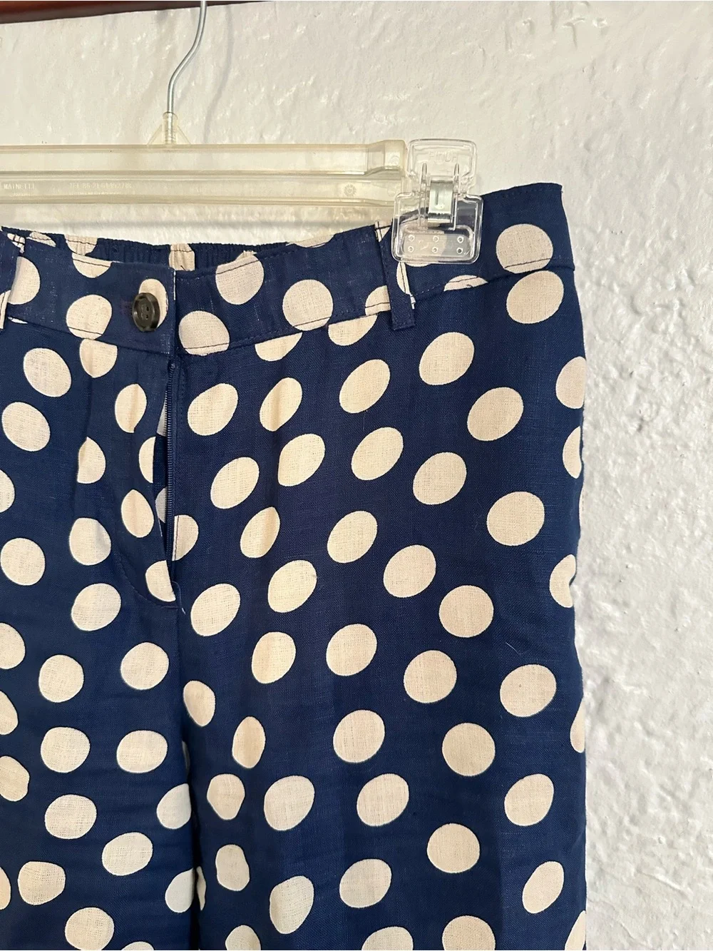 J. Crew Harbor Pant in Linen Polka Dot